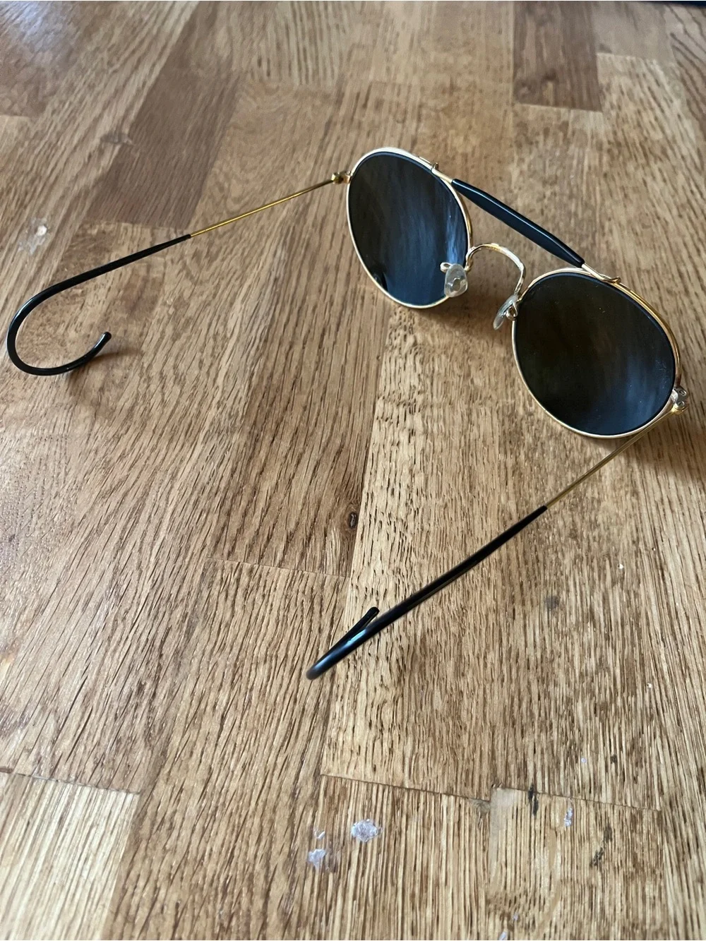 Vintage Ray-Ban Gold Frame Sunglasses with Black Lenses